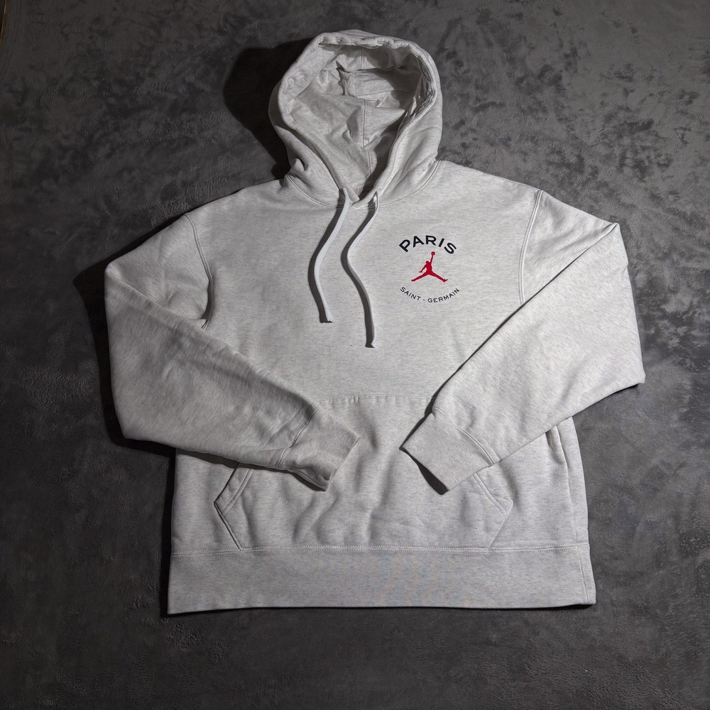 Nike Air Jordan PSG Paris Saint-Germain Hoodie Mens Sz M Grey